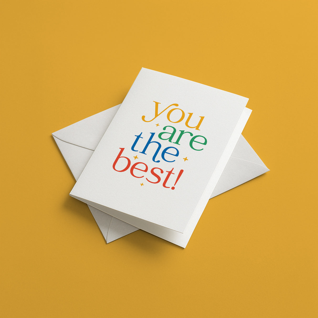 Greeting card with 'You are the best!' text on a yellow background