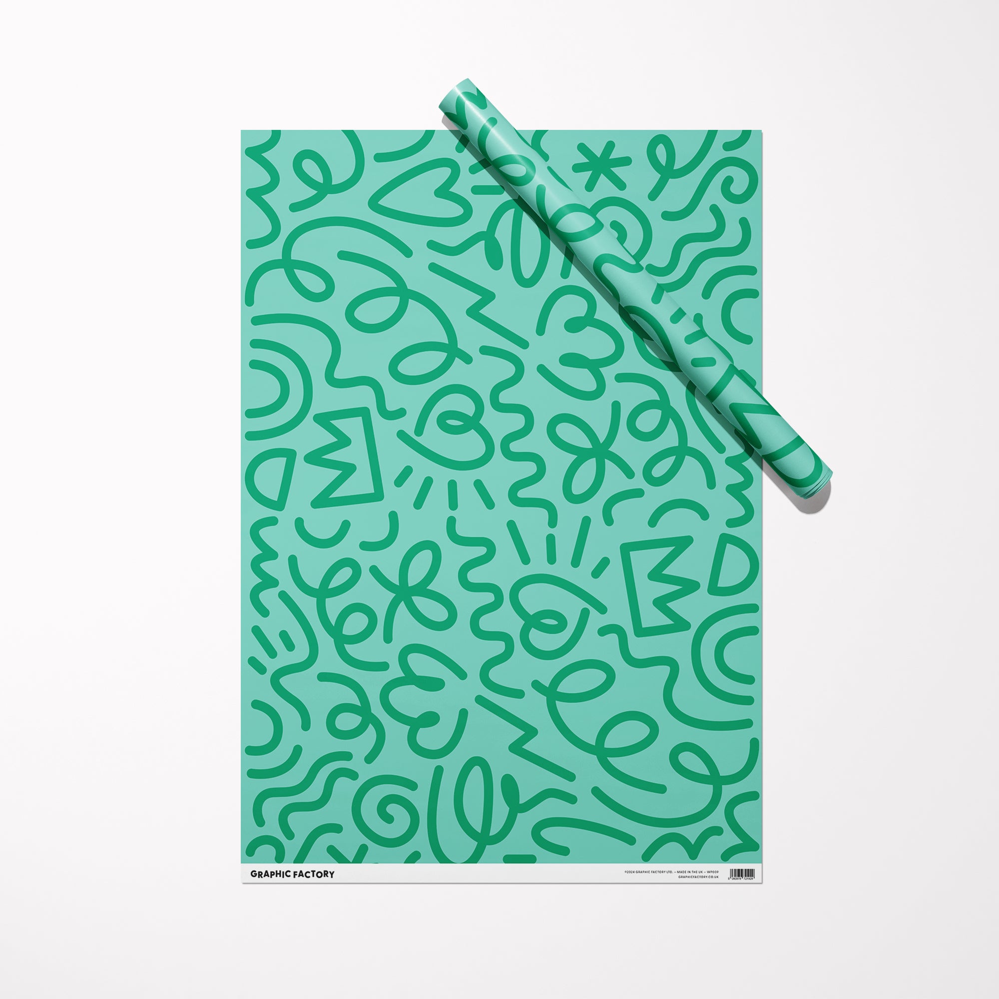 Party Doodle Gift Wrap / Green
