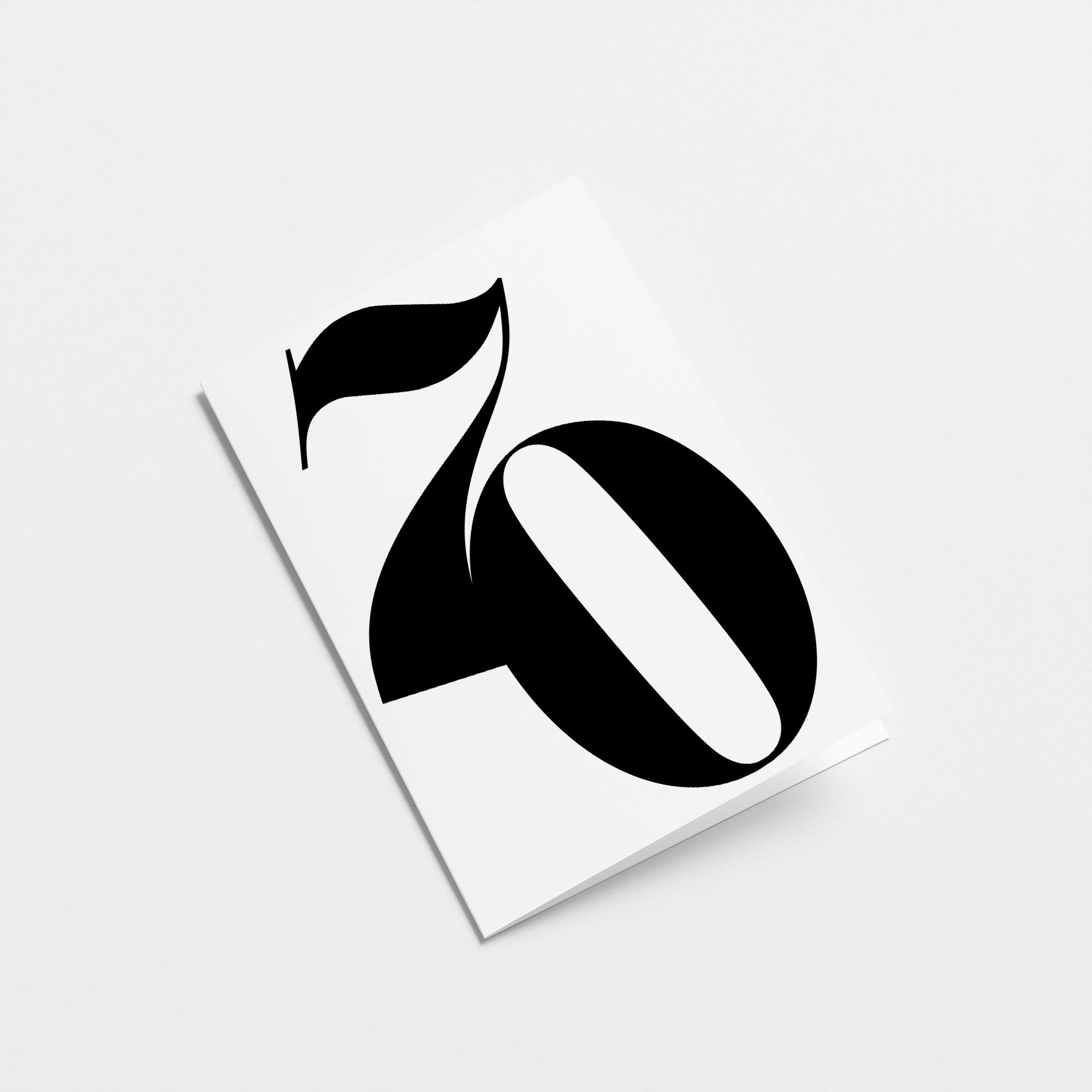 white 70th milestone age card with black number 70 Edit alt text