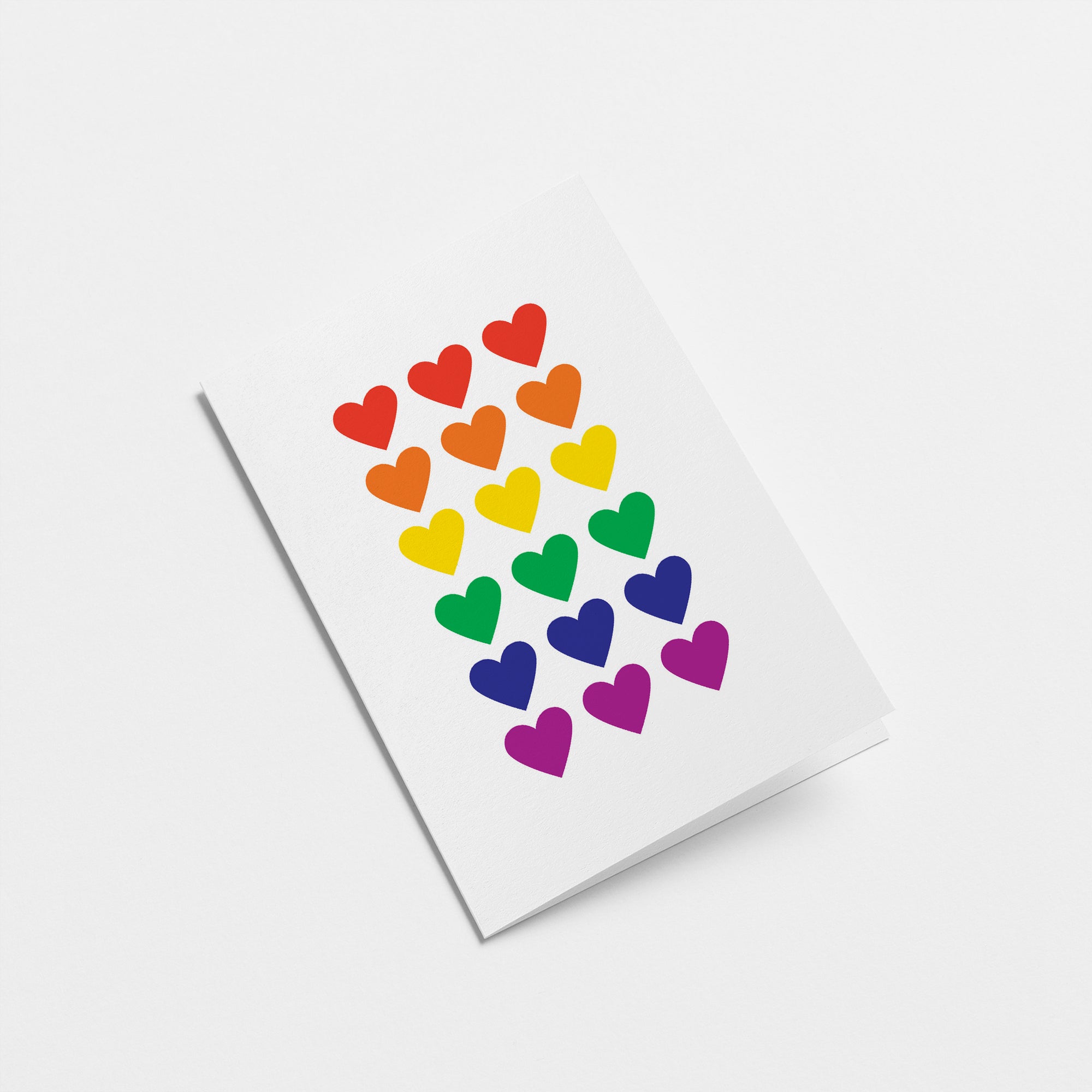 love card with eighteen heart figures with rainbow colors Edit alt text