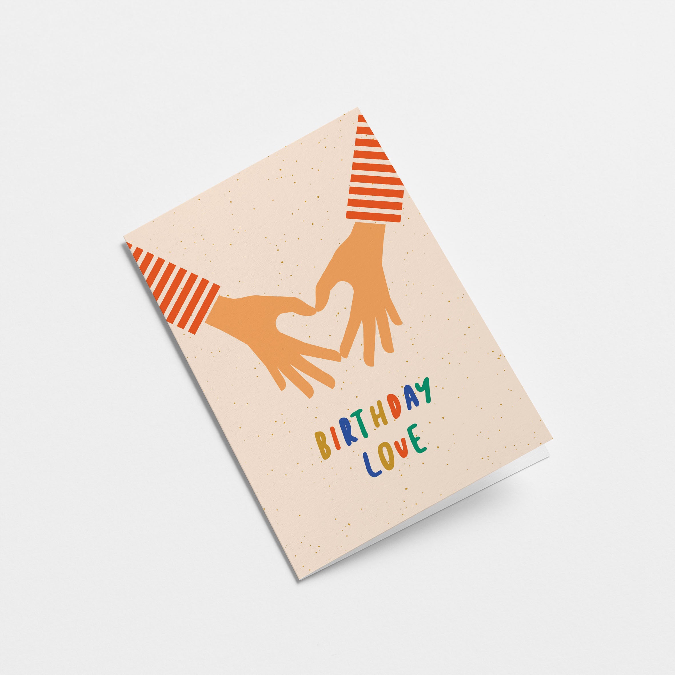 birthday card with 2 hands making heart shape with fingers and a text that says birthday love Edit alt text
