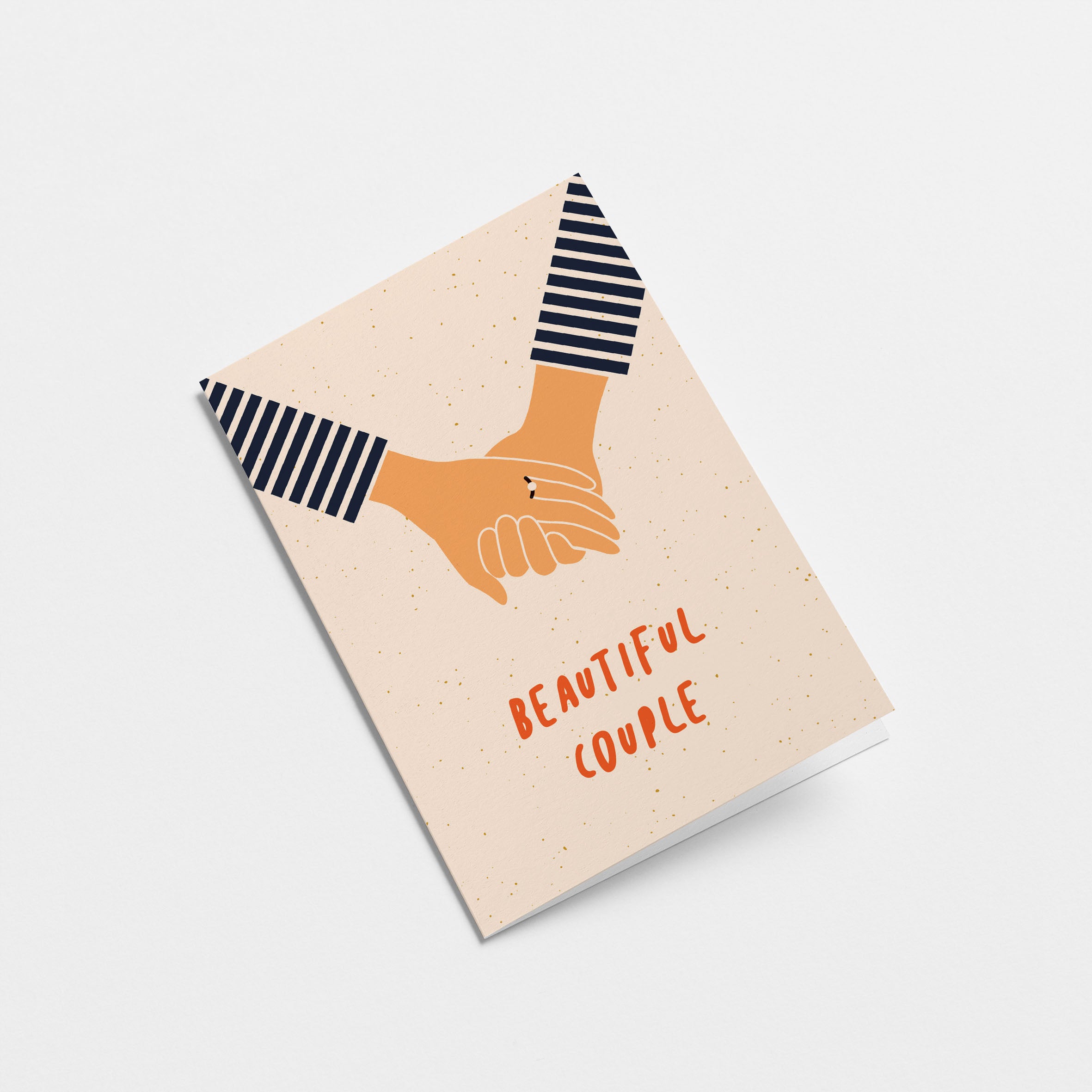 Congratulations Card with 2 hands holding each other and a text that says beautiful couple Edit alt text