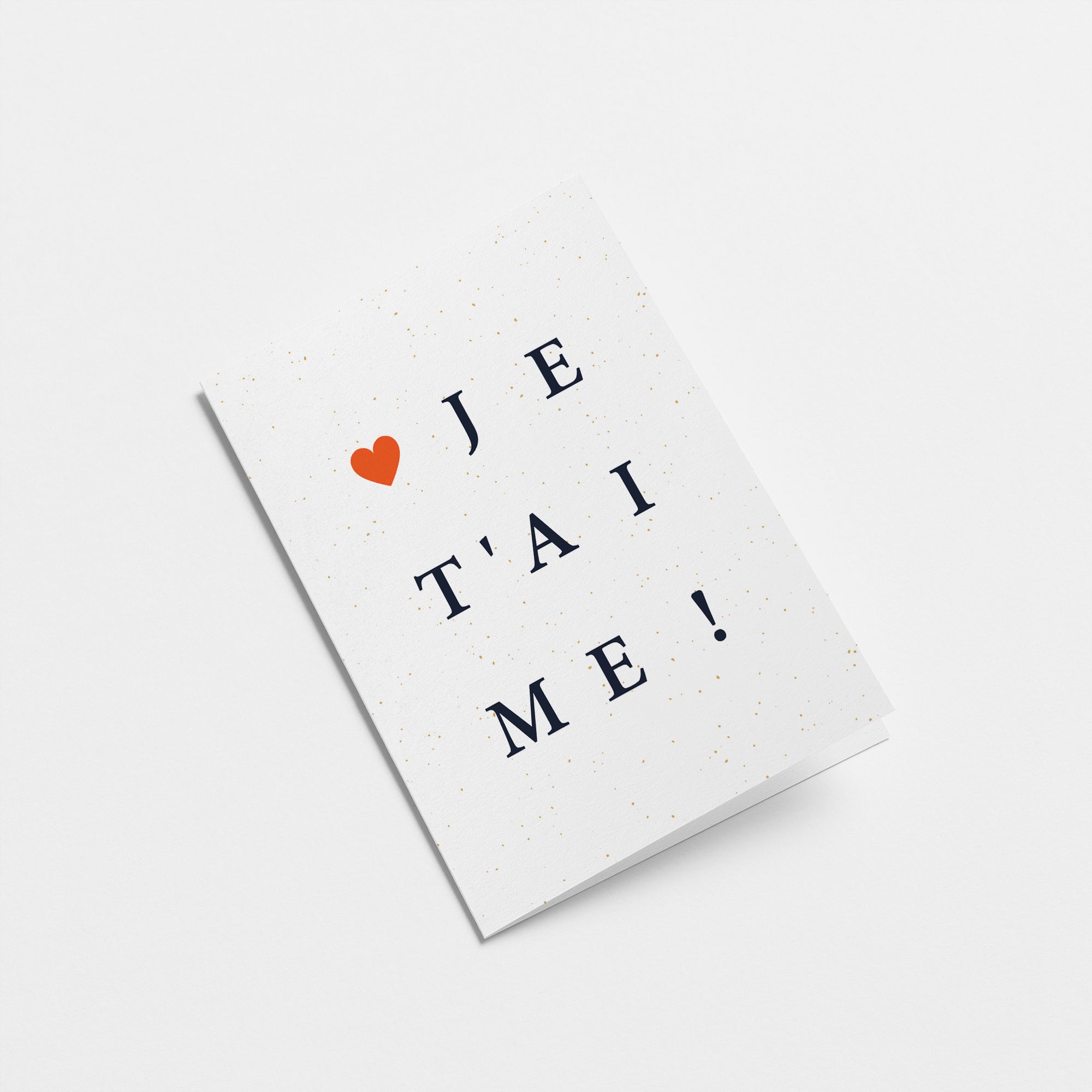 french love card with a heart shape and a text that says Je t’aime Edit alt text