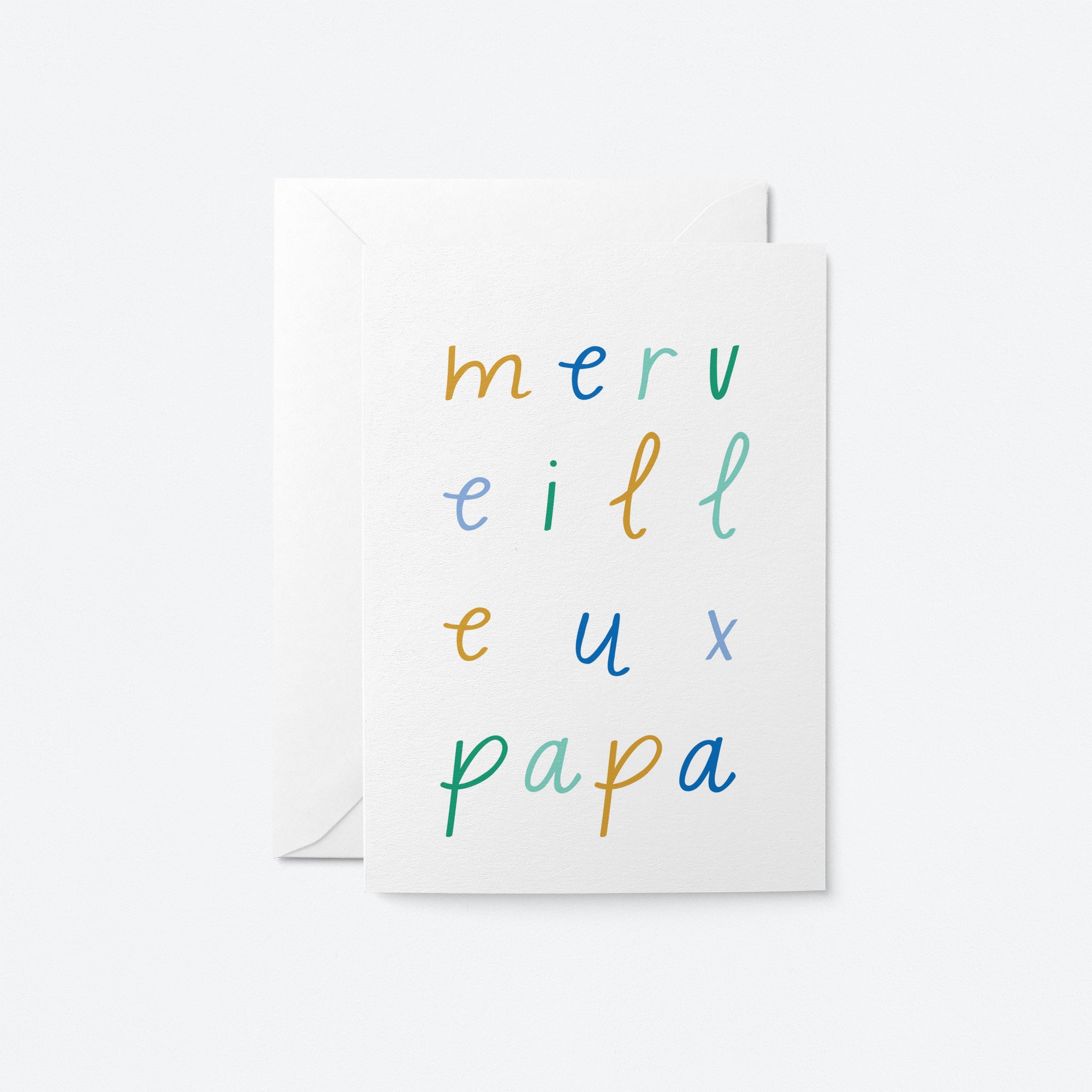 french father’s day card with a colorful text of Merveilleux papa