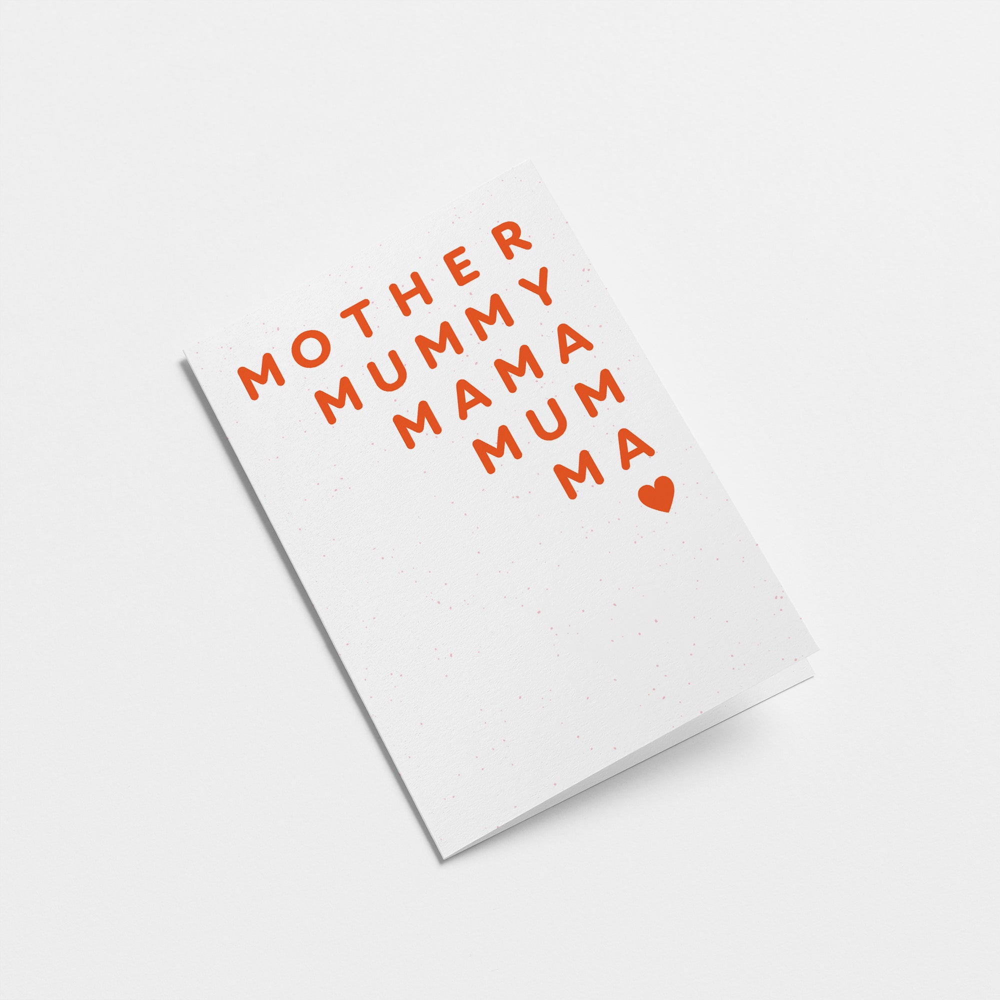 mother’s day card with a red text of mother mummy mama mum ma and a heart Edit alt text