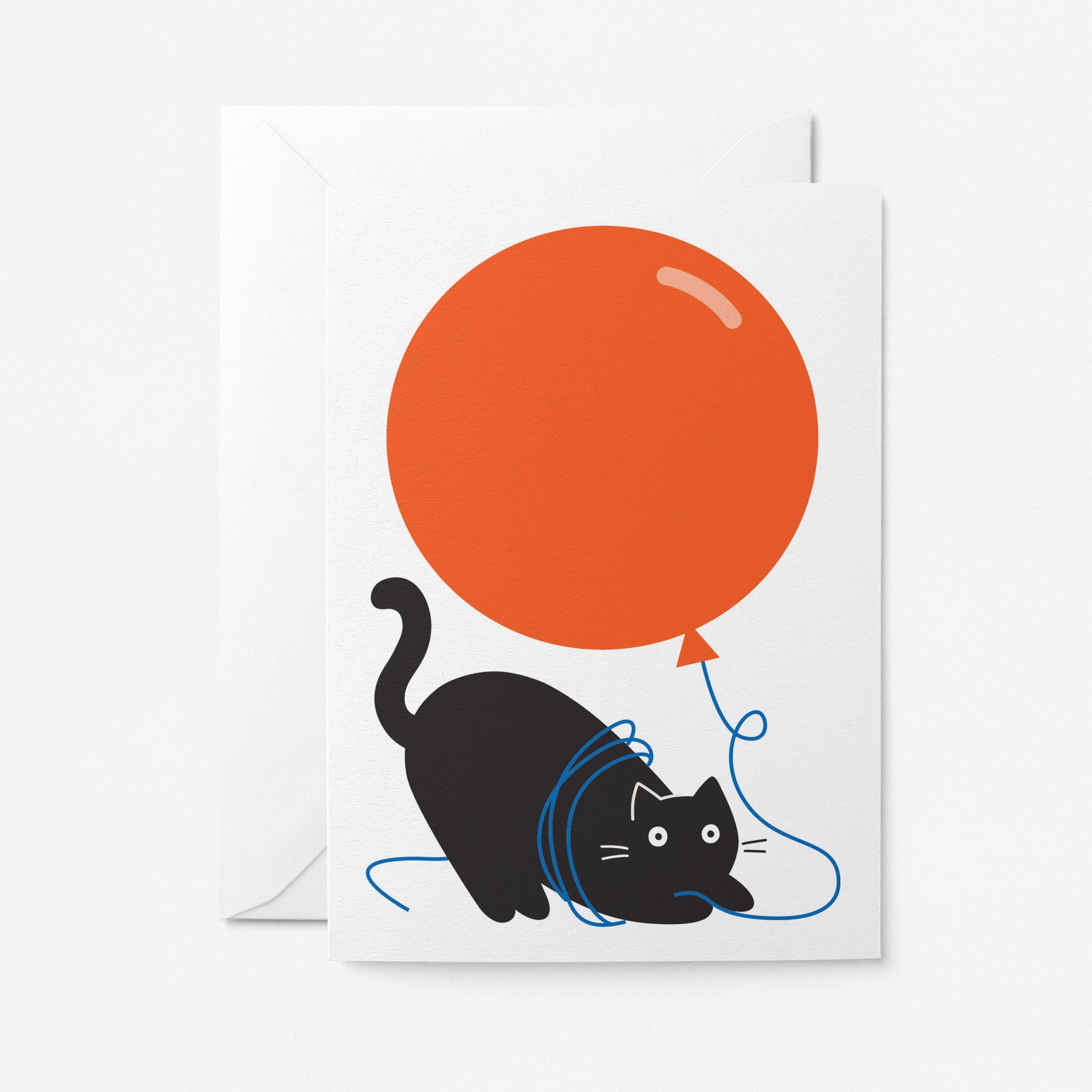 Cat and Balloon - Greeting card