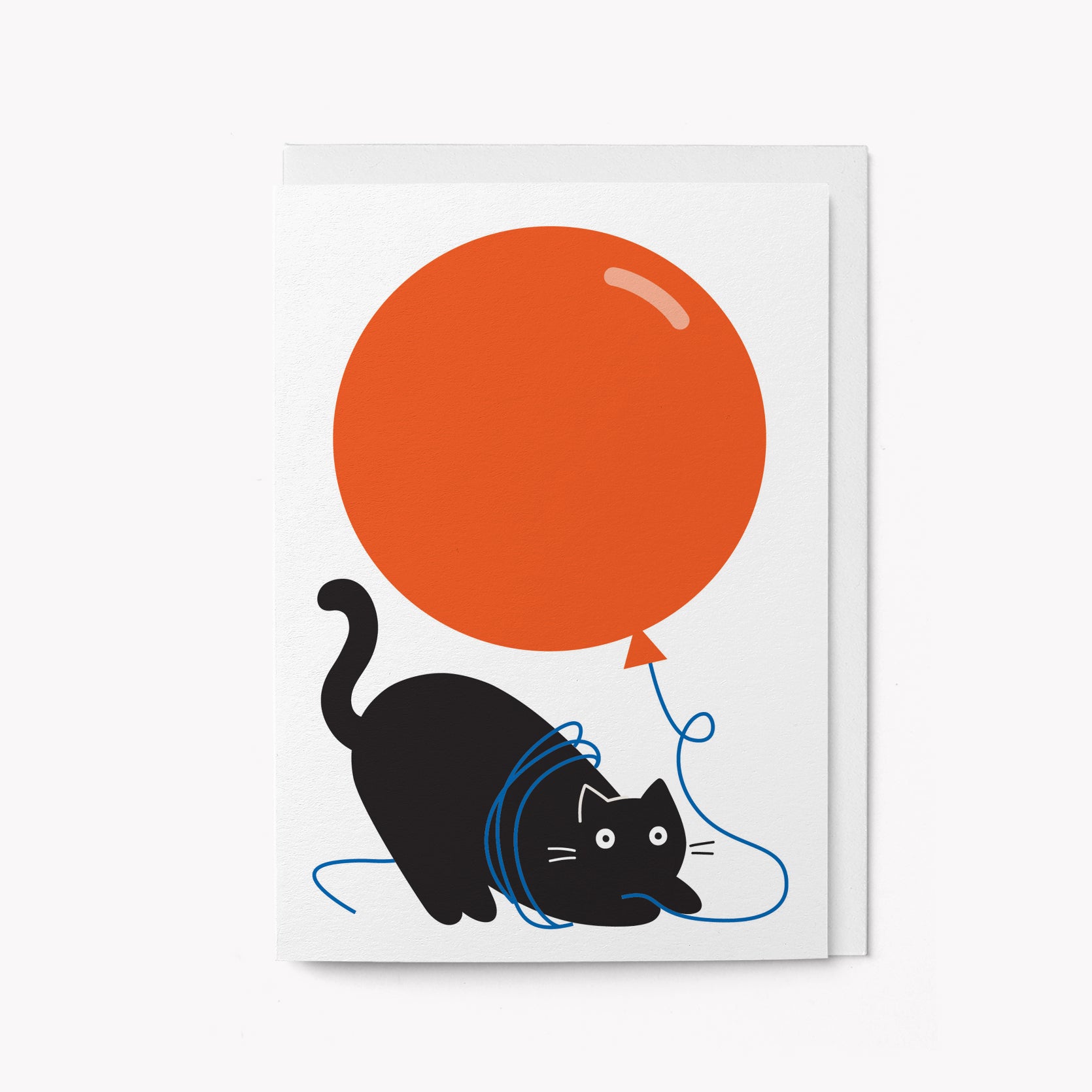 Cat and Balloon - Greeting card
