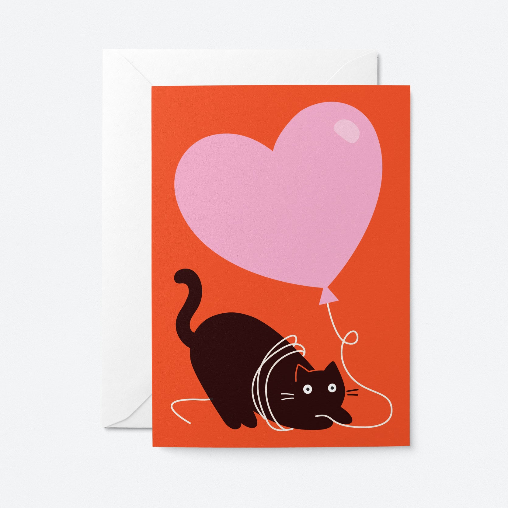 Cat & Balloon - Love card