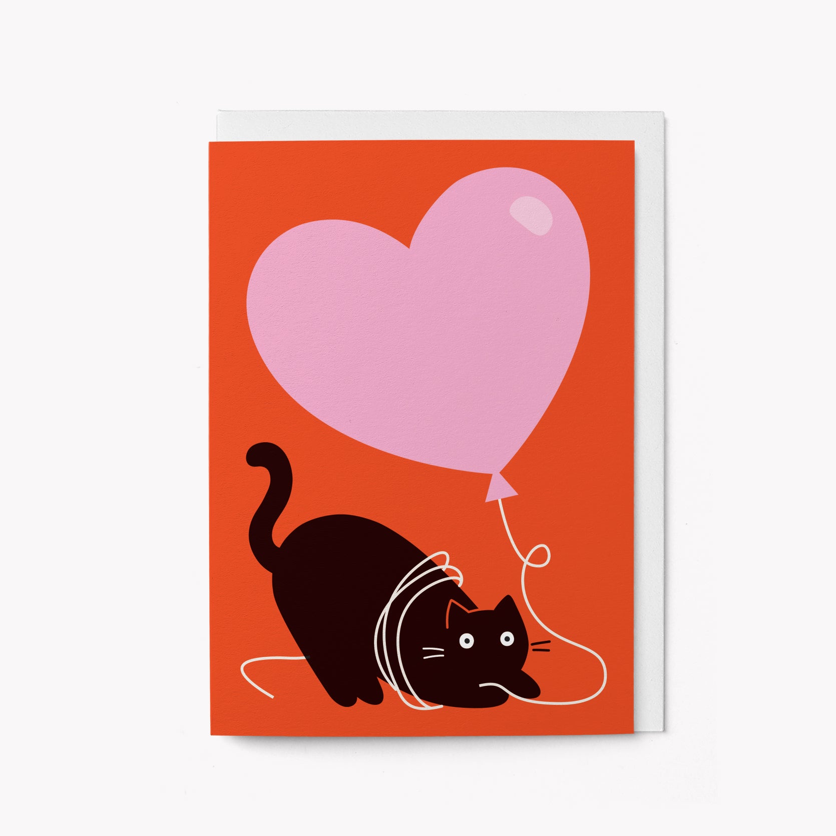 Cat & Balloon - Love card