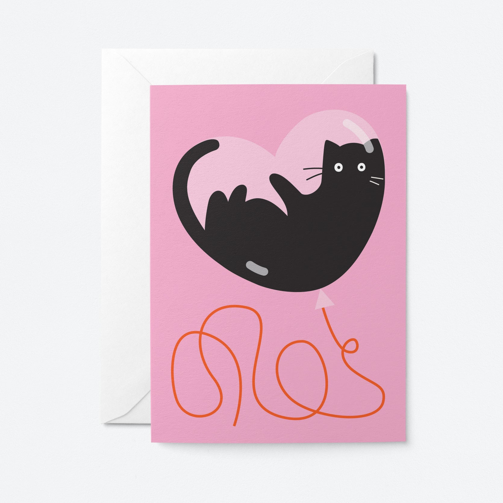 Cat & Balloon - Love card