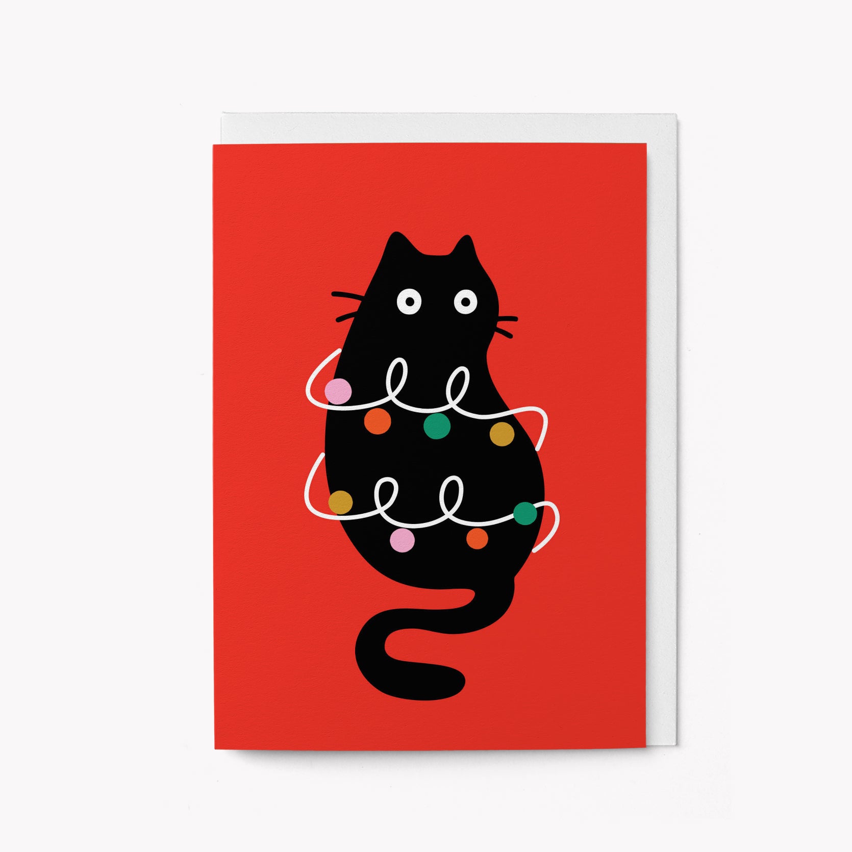 Christmas lights cat - Christmas Card