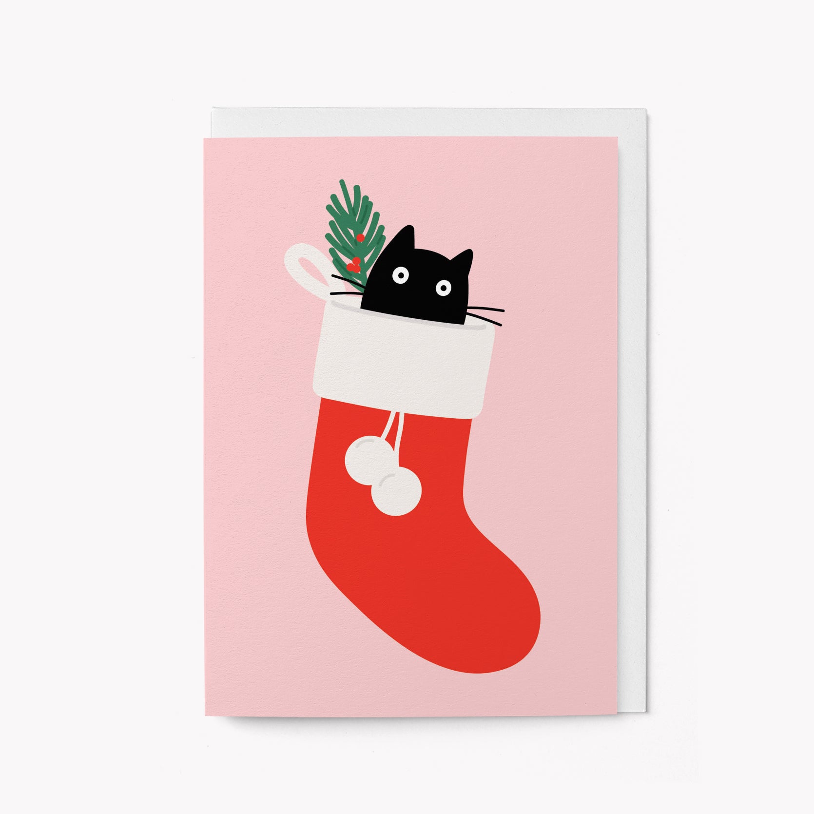 Cat in stocking - Christmas card