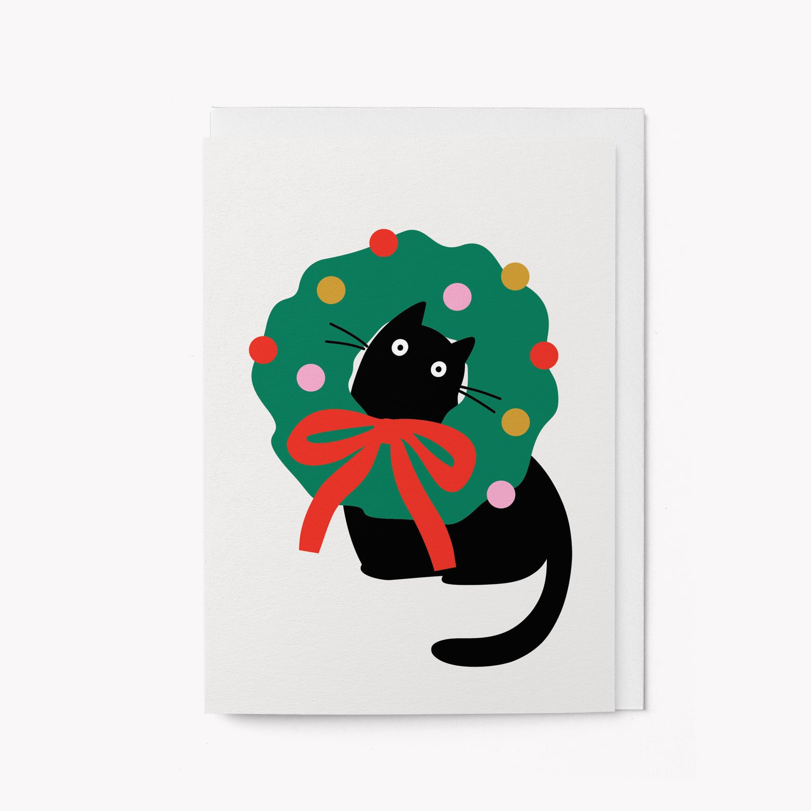 Cat in wreath - Christmas card