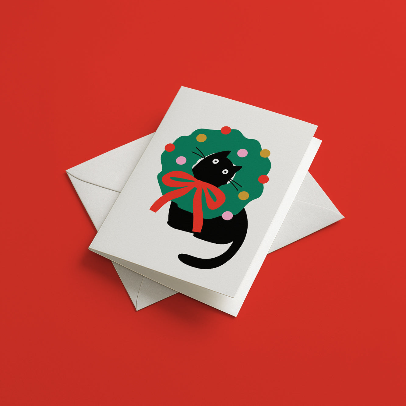 Cat in wreath - Christmas card