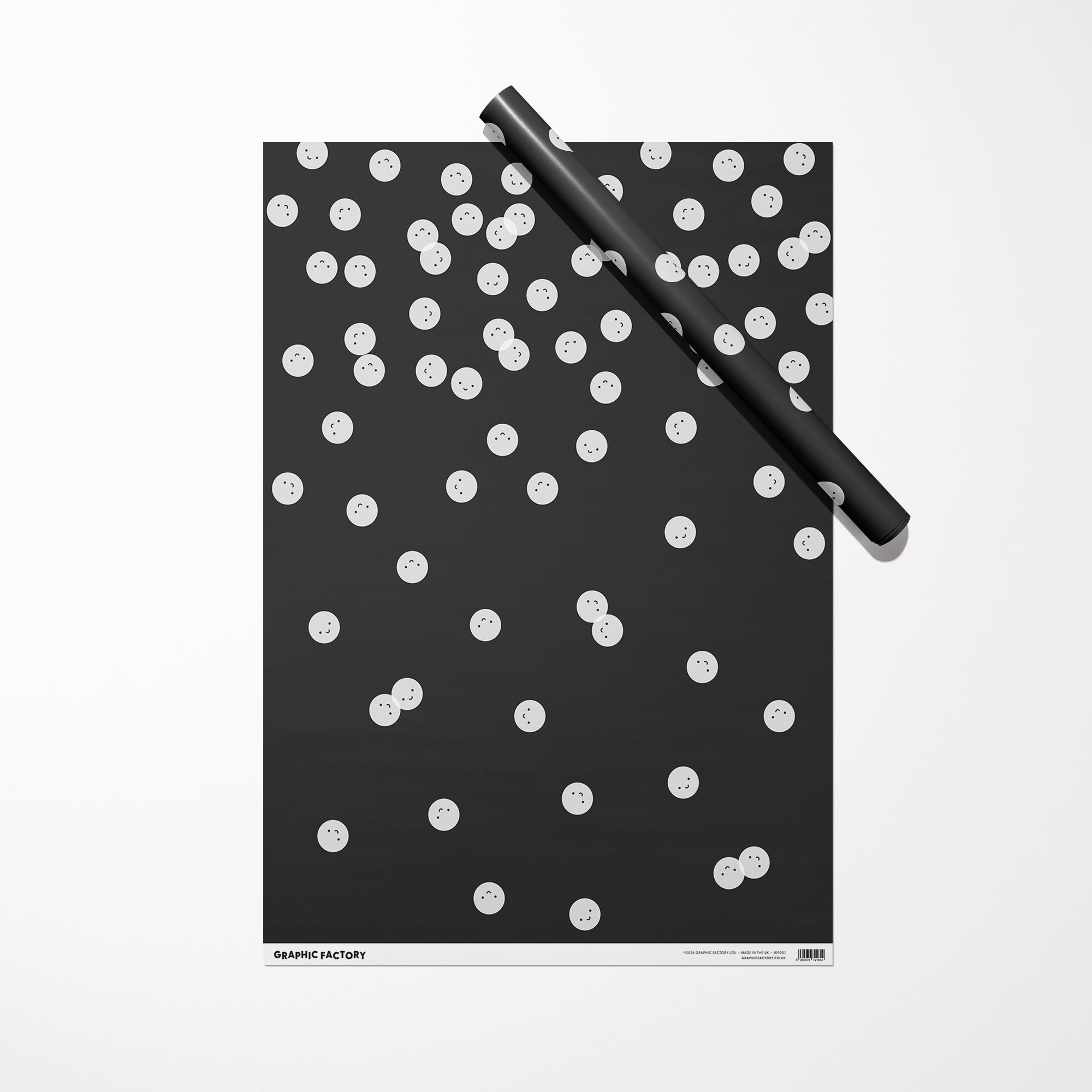Smiley faces Gift Wrap / Black