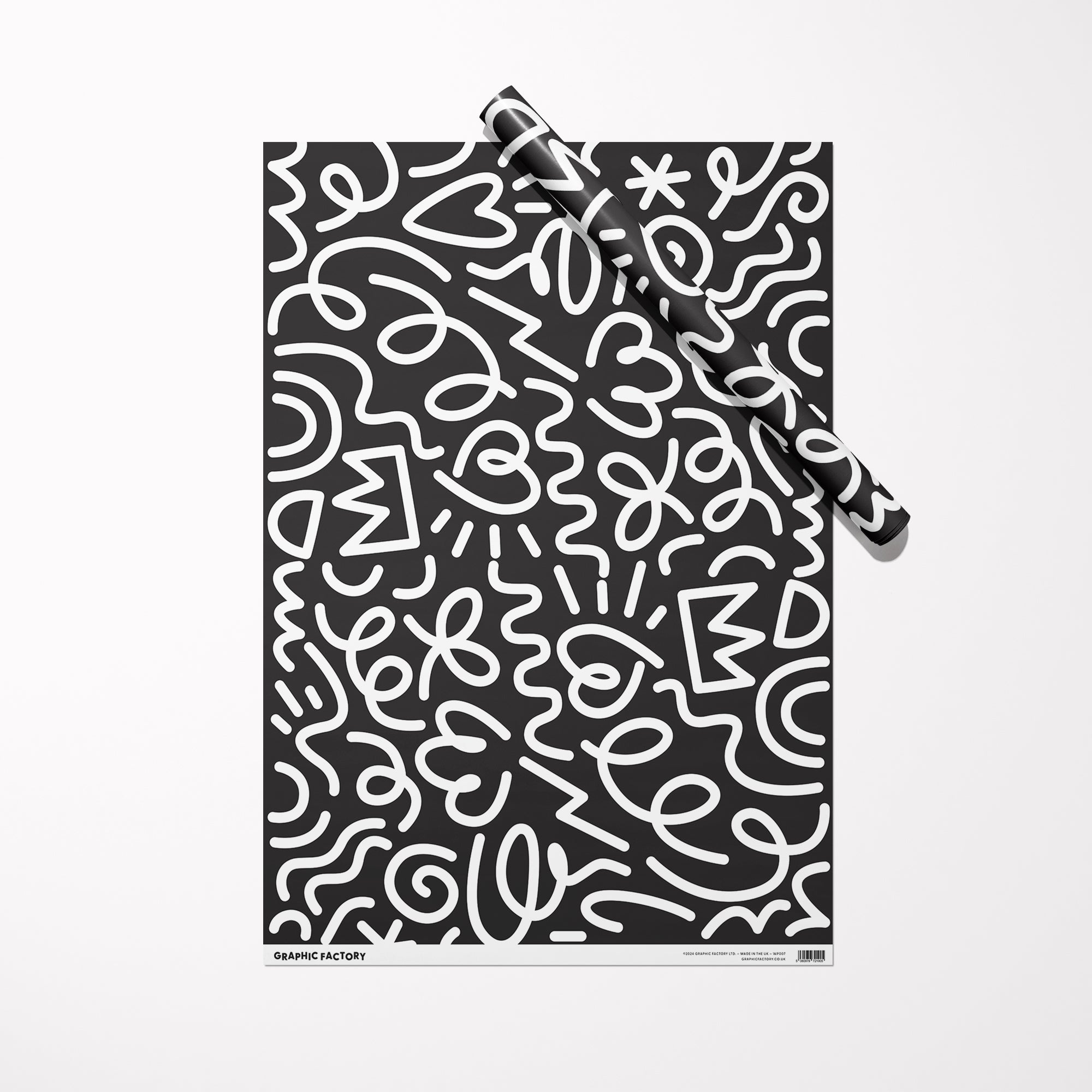 Party Doodle Gift Wrap / Black