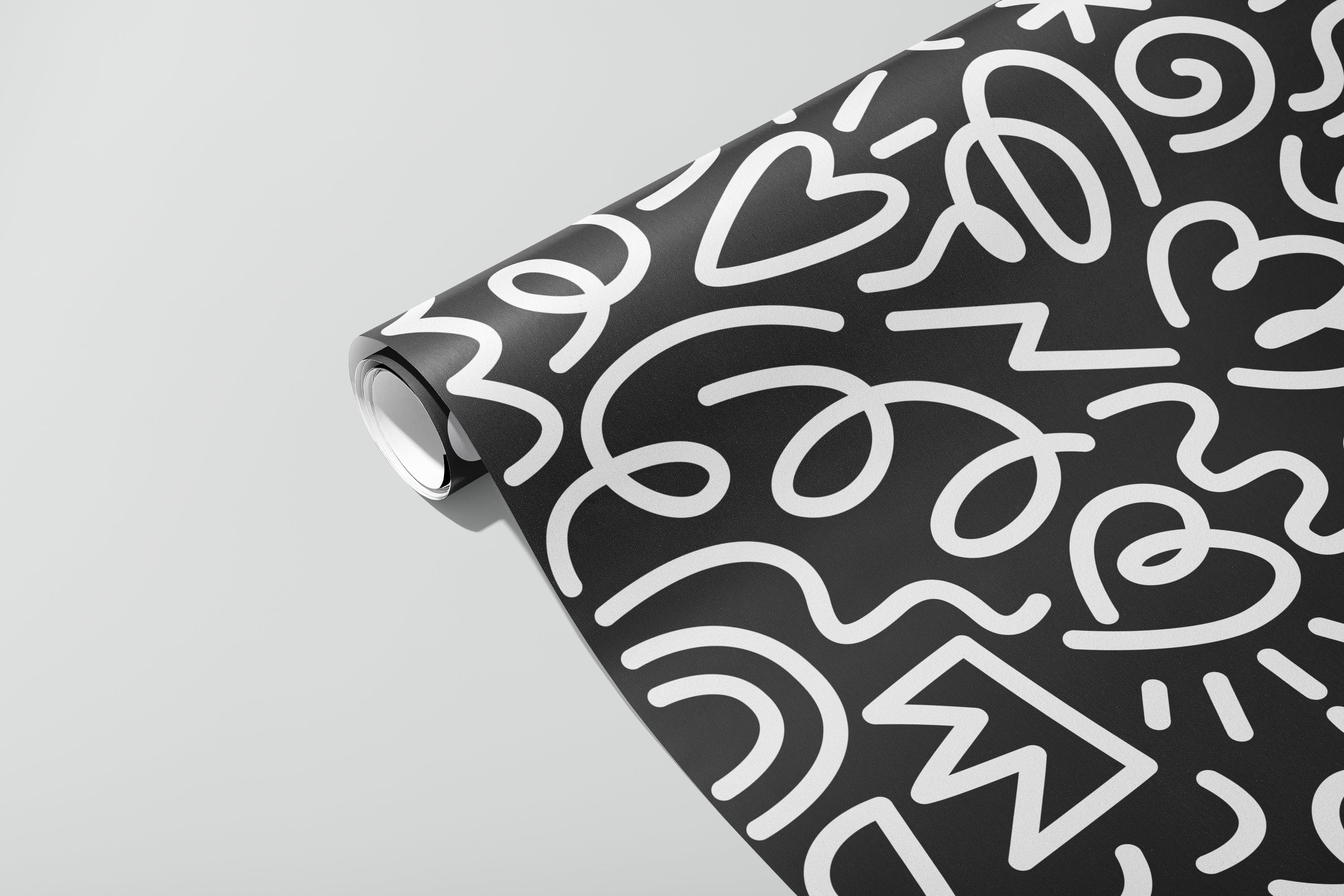 Party Doodle Gift Wrap / Black