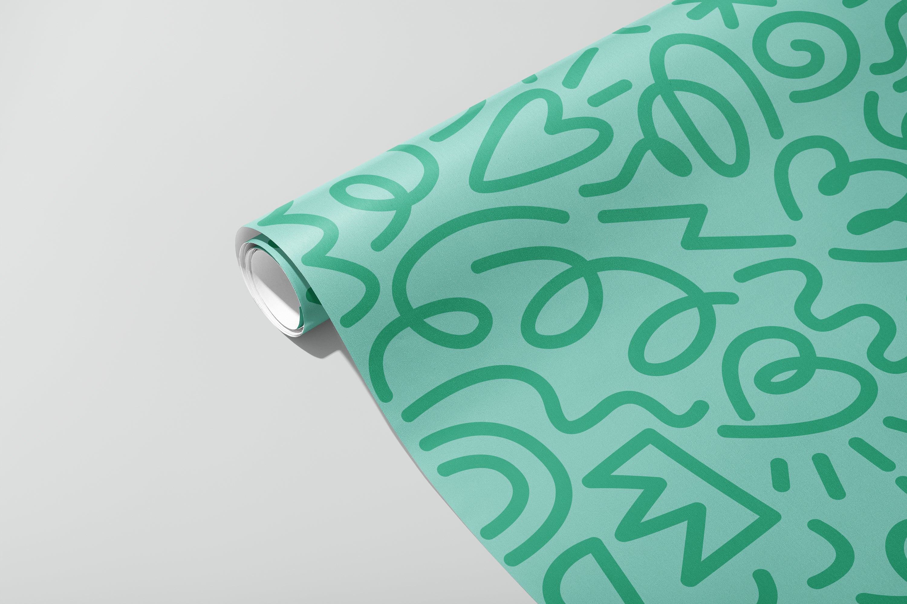 Party Doodle Gift Wrap / Green