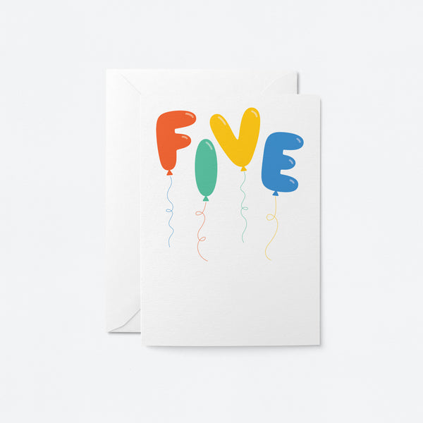 Five - 5th Birthday- Greeting card