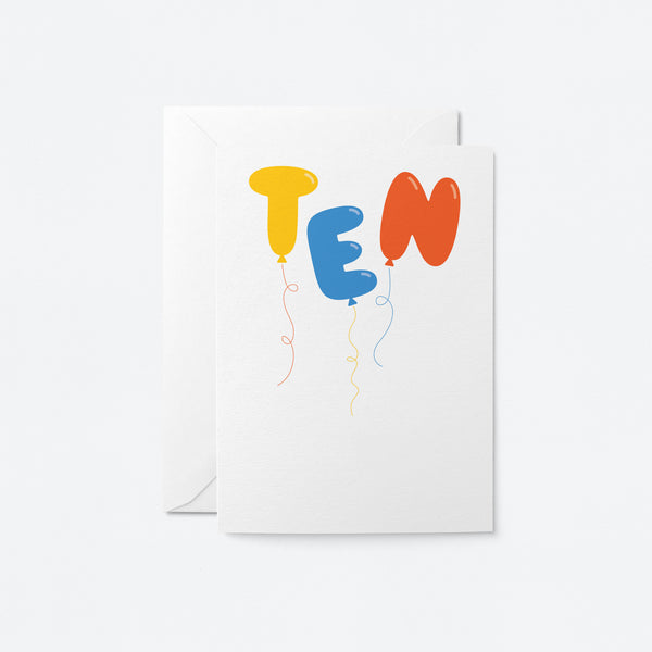 Ten - 10th Birthday - Greeting card