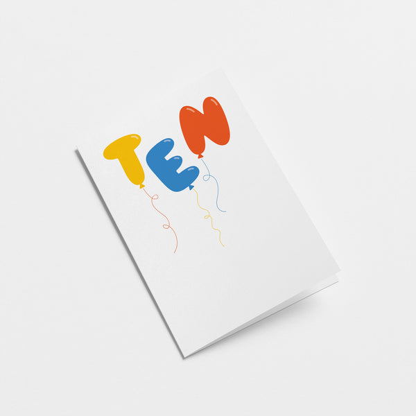 Ten - 10th Birthday - Greeting card