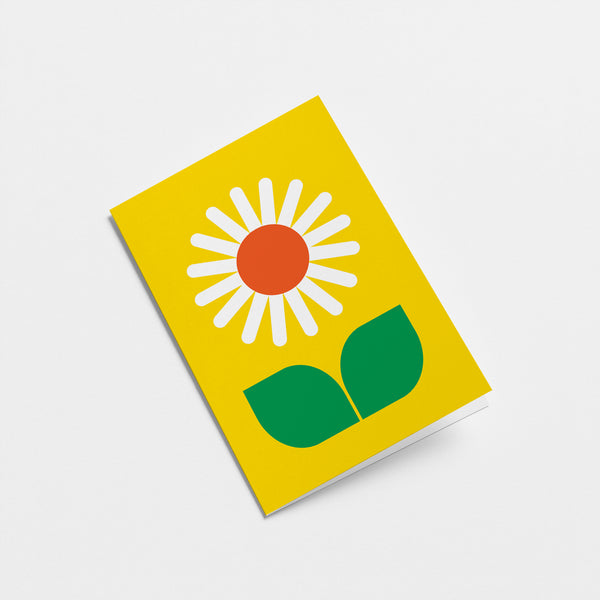 everyday greeting card with a sunflower and green leafs  Edit alt text
