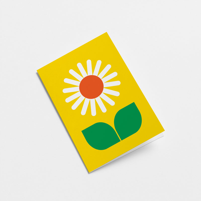 everyday greeting card with a sunflower and green leafs  Edit alt text