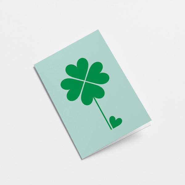 everyday greeting card with green four leaf clover  Edit alt text