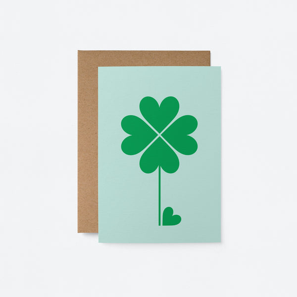 everyday greeting card with green four leaf clover