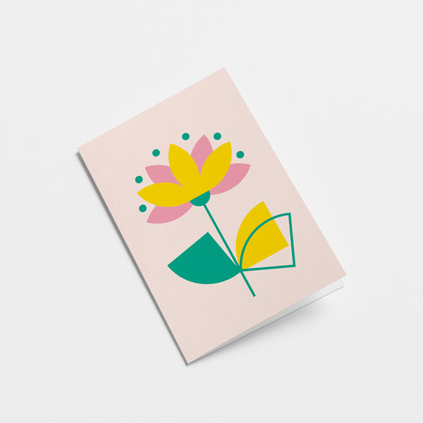 everyday greeting card with a yellow and pink leaf flower  Edit alt text