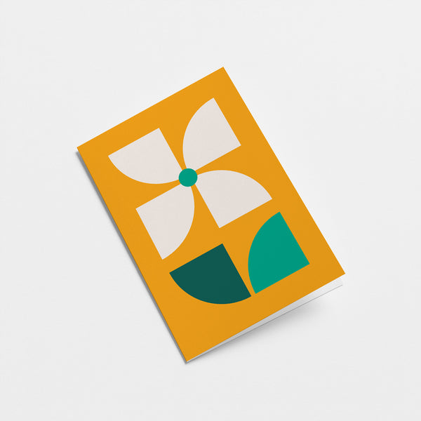 everyday greeting card with white flower, green and dark green leafs