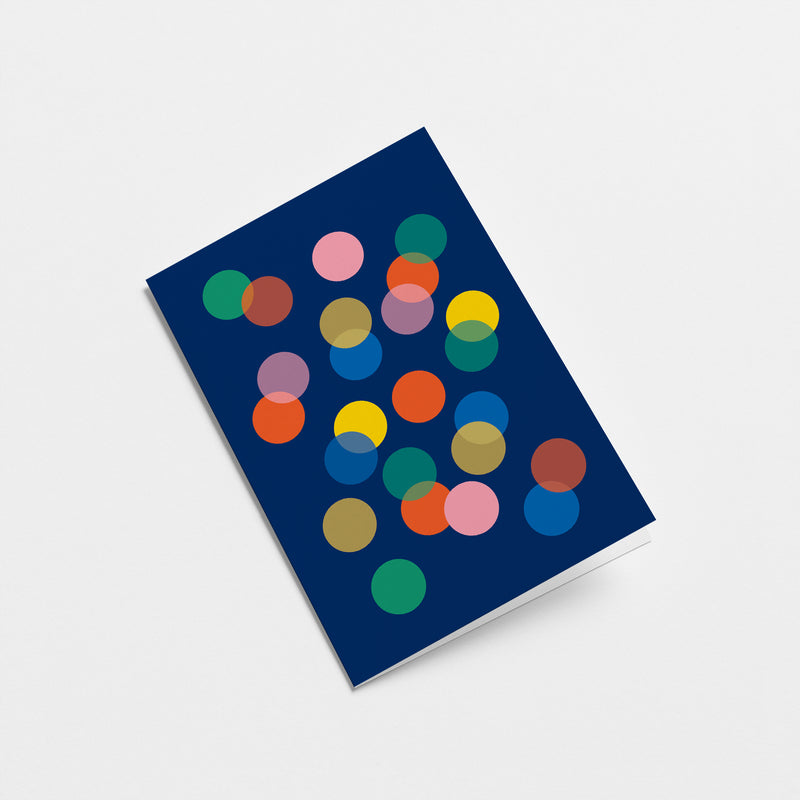 blue birthday card with colorful dots  Edit alt text