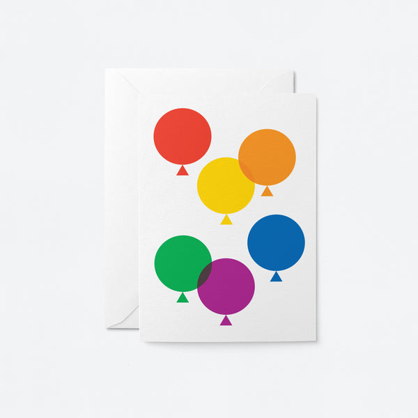 birthday card with six colorful balloons pride greeting card
