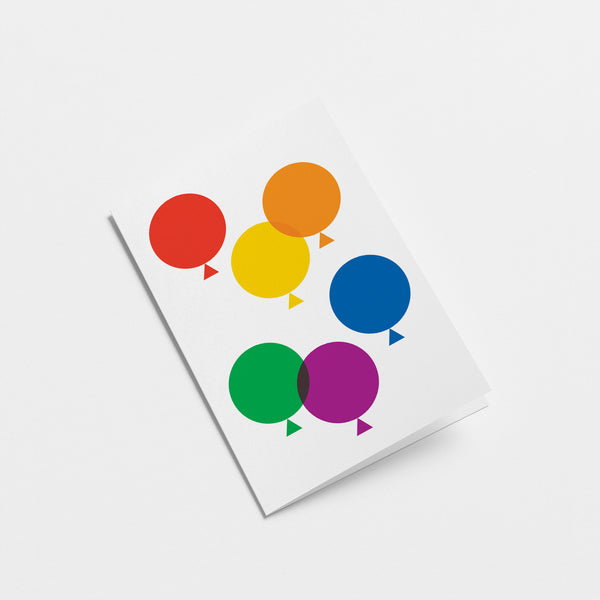 birthday card with six colorful balloons pride greeting card  Edit alt text