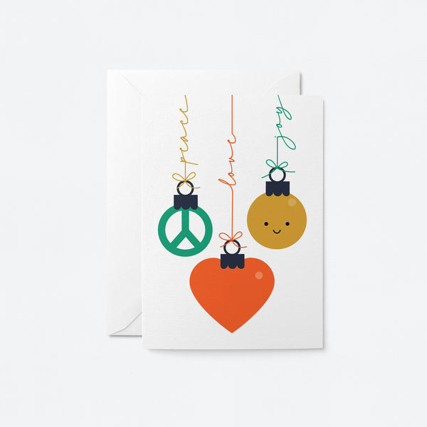 Peace, Love & Joy - Christmas Card - Seasonal Greeting Card - Holiday Card