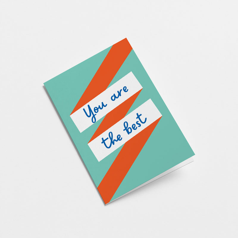 everyday greeting card with white ribbons with a text that says you are the best  Edit alt text