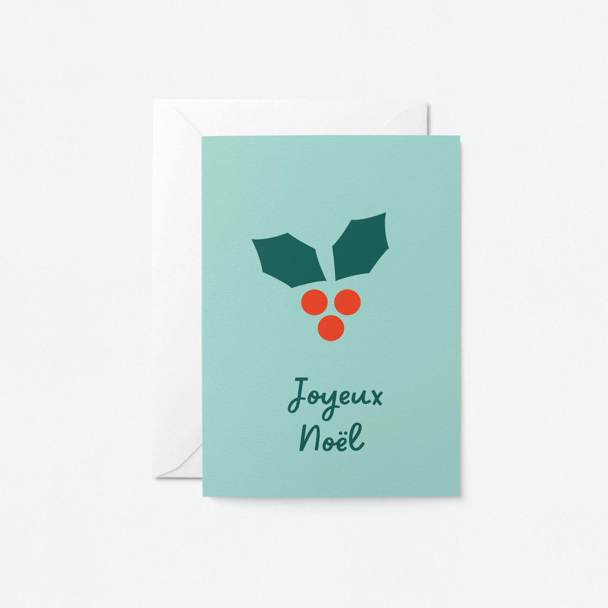 french christmas card with a mistletoe with a text that says Joyeux Noël