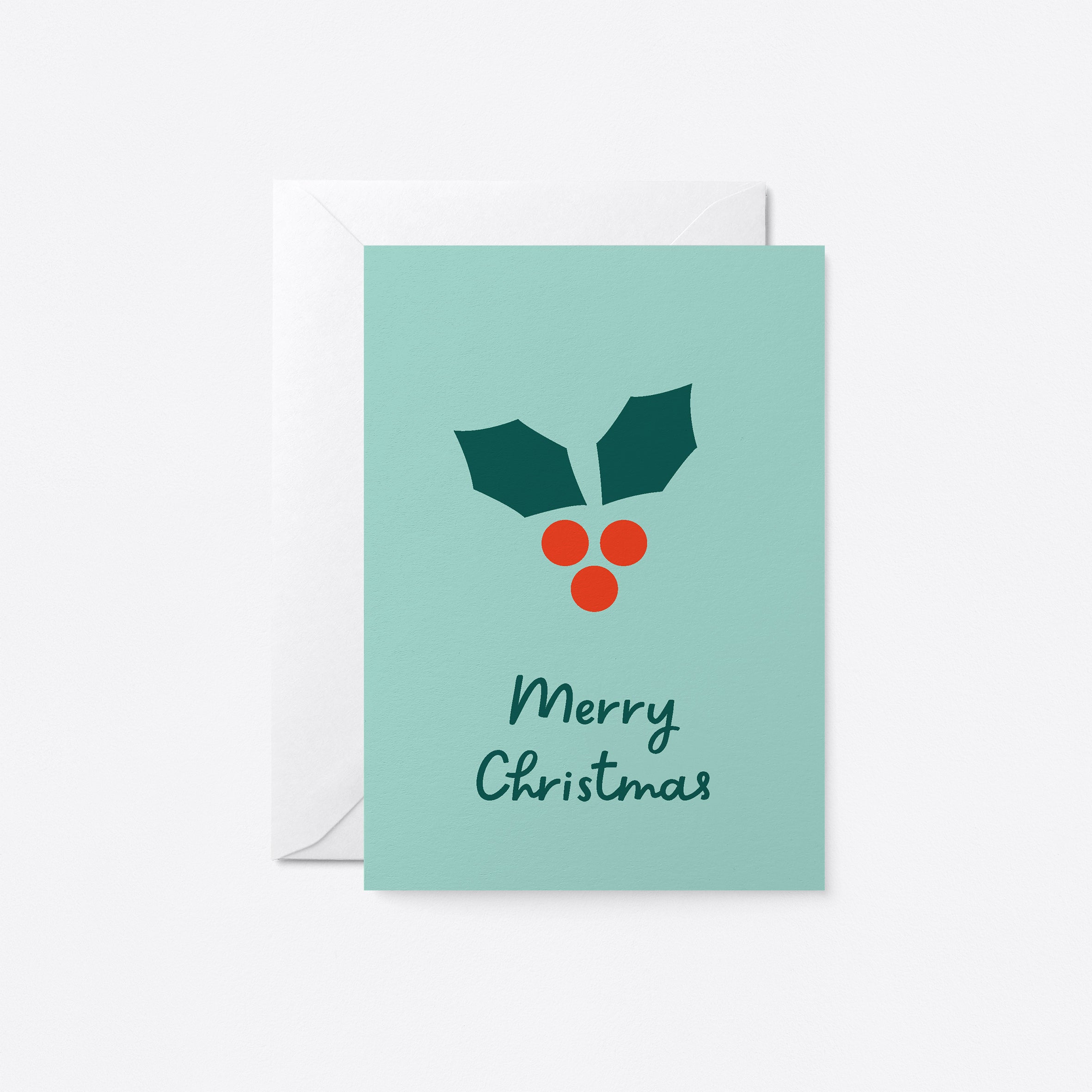 christmas card with a mistletoe with a text that says merry christmas