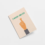 Good luck card with fingers crossed hand gesture and a text that says fingers crossed  Edit alt text
