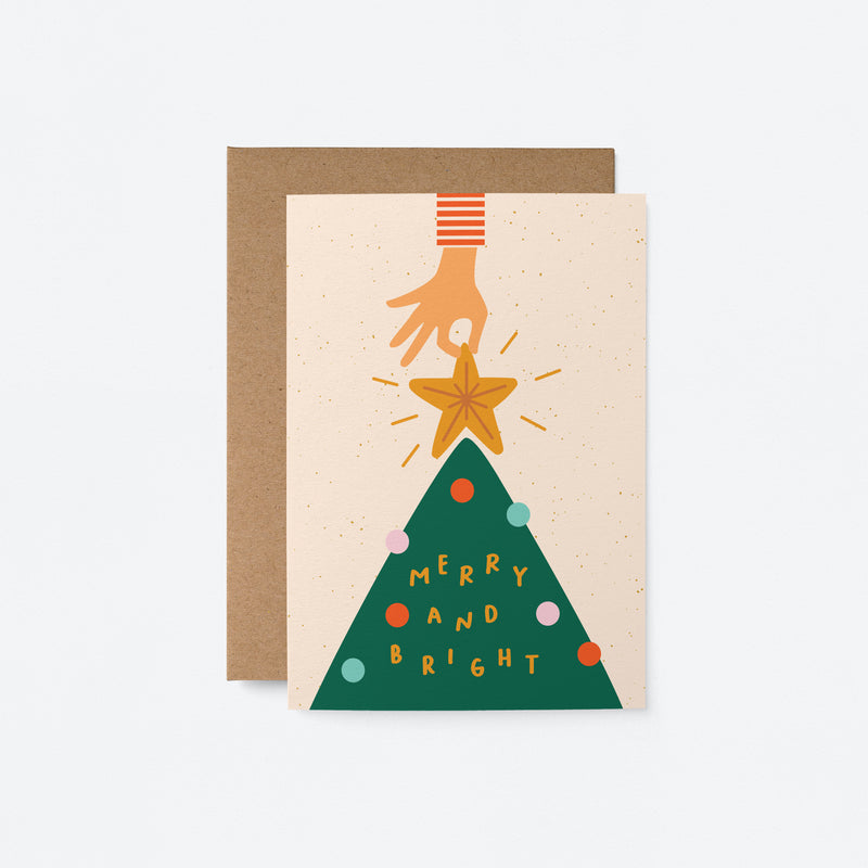 Merry and Bright - Christmas Card - Holiday Card - Seasonal Greeting Card