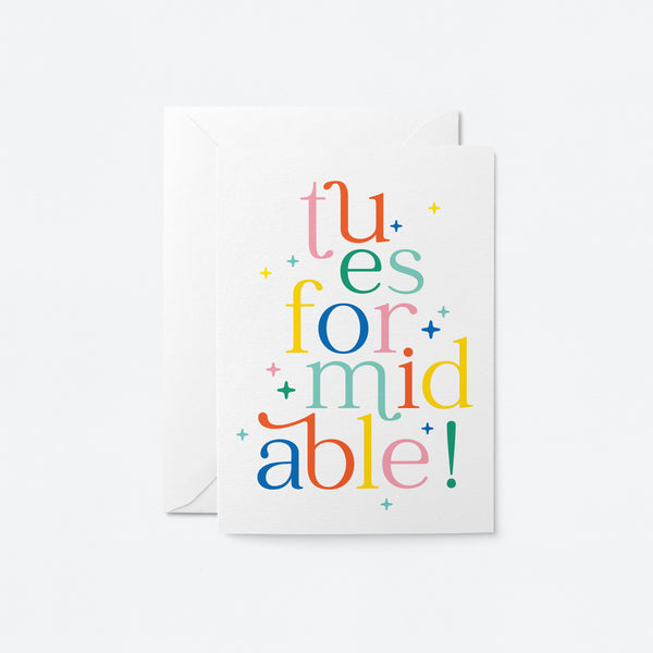 french greeting card with a colorful text of Tu es formidable