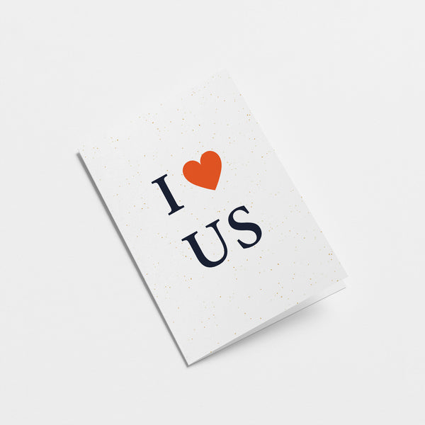 love card with a heart shape and a text that says i love us  Edit alt text