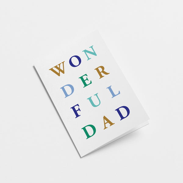 father’s day card with a colorful text of wonderful dad  Edit alt text