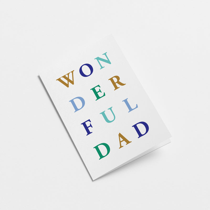 father’s day card with a colorful text of wonderful dad  Edit alt text
