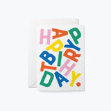 birthday card with turned-down letters with a text of happy birthday