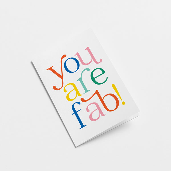 love and friendship card with a text of you are fab!  Edit alt text