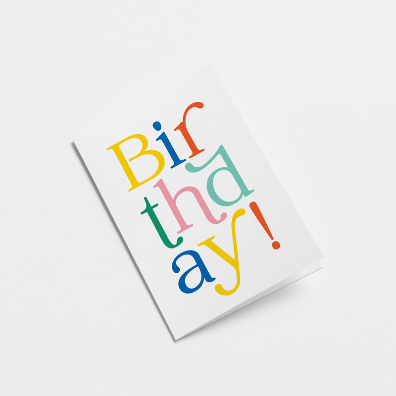 birthday card with a text of birthday!  Edit alt text