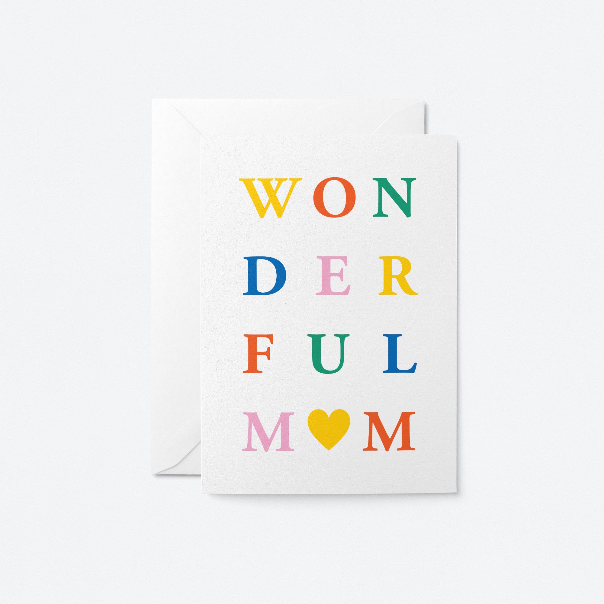 mother’s day card with a colorful text of wonderful mom