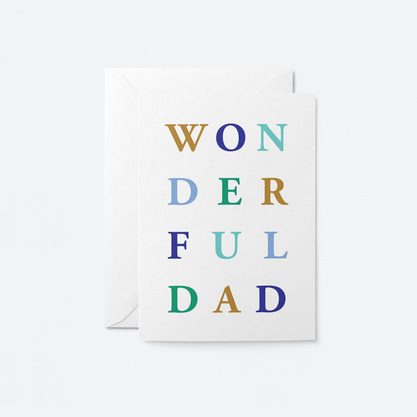 father’s day card with a colorful text of wonderful dad